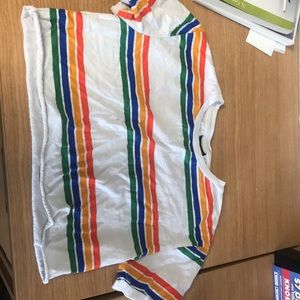 White rainbow striped crop top